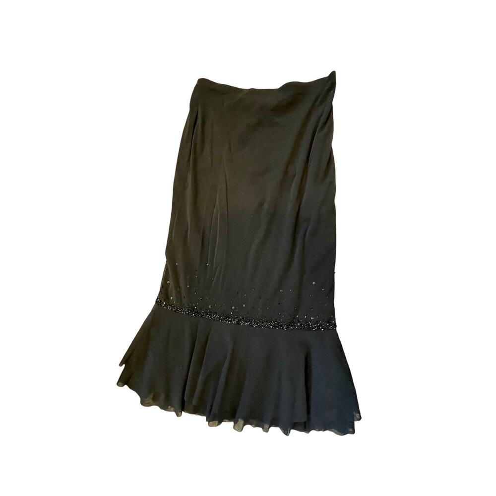 black beaded midi skirt